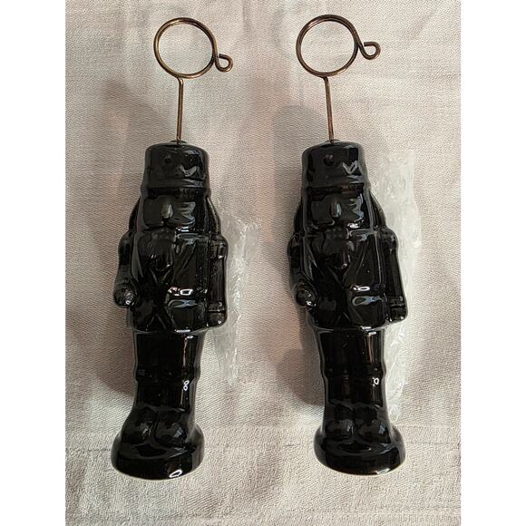 Set of 2 Allen + Roth Black Ceramic Nutcracker Place Card, Photo, Card Holder - Picture 2 of 4